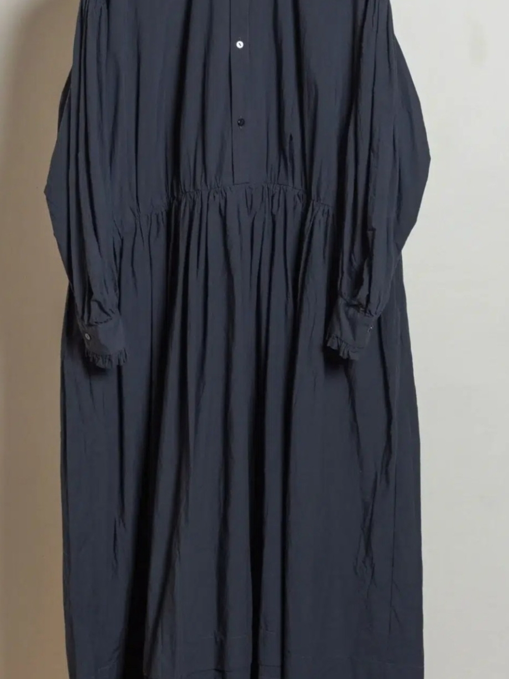 Zara Navy Long-Sleeve Button-Front Maxi Dress